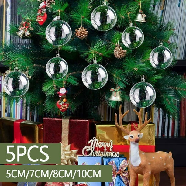4-10CM Clear Plastic Christmas Balls Baubles Sphere Fillable Xmas Tree Ornament